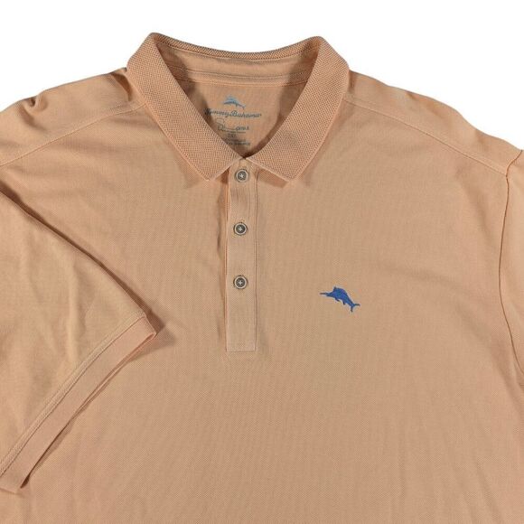 Tommy Bahama Emfielder Polo Shirt Men 3XLT Peach Supima Cotton Golf Beach Casual - Picture 1 of 10